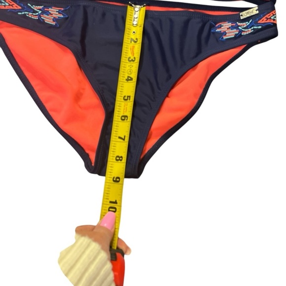 Navy and Coral Women's Swim Set Heat Swimwear BIKINI top + bottom size L. NWOT - Picture 4 of 9